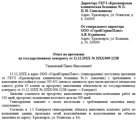 Краткое описание акта о невыполнении работ по контракту