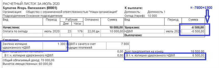 Как предоставить имущественный вычет при возврате НДФЛ в программе 1С 8.3?