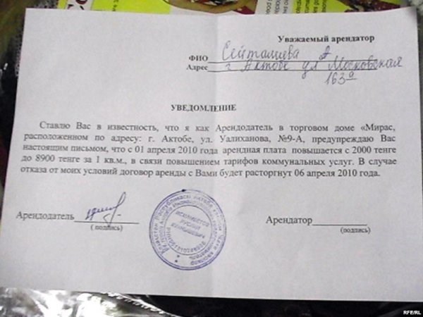 Письмо об освобождении арендуемого помещения образец